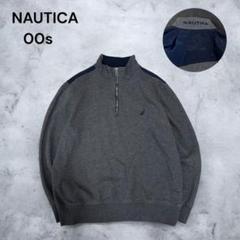 00s NAUTICA ハーフジップスウェット バックロゴ ナイロン切替 古着