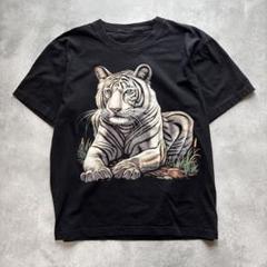 Unknown アニマル　プリント　Tシャツ　半袖　古着　ホワイトタイガー