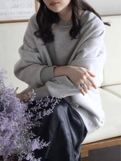 ボンジュールサガン　ENↃ 裏起毛袖刺繍スウェット　グレー