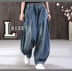 ダボパン レディース デニム ジーンズ サルエル ワイドパンツ 新品 Ｌ