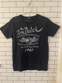 【新品未使用】Y2K復刻レア Von Dutch ボンダッチ ネイビー x 豹柄 Vondutch ボンダッチ 虹色プリント キラキラ ピチT Tシャツ y2k