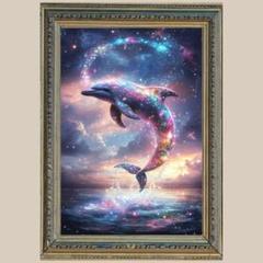 限定　❤ドリーミングドルフィン❤ 絵画 幸福✨イルカ・ドルフィン✨No.14 【開運•風水•絵画風