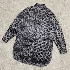 RUBY GLASS SPORTS 黒×グレー レオパード ロングシャツ レトロのサムネイル