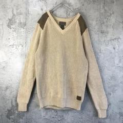 Y814古着　ニットセーター　ベージュ　90s Y2K
