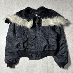N-2Bフライトジャケット ファー Y2K パープル 希少 希少ビンテージN2Bアルファ70s80s軍物kohjiya着用y2k丈短ファー