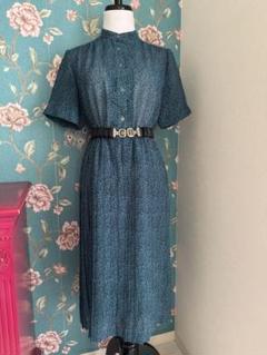 希少！昭和vintage＊ゼブラ柄 ブルー シアー ワンピース＊レトロ✴︎極美品✴︎