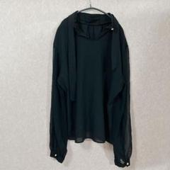 ブラック シースルー オープンネックシャツ