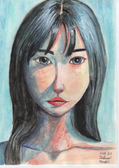 水彩画 人物画 A4サイズ