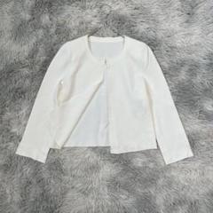 ジュンアシダ 総柄刺繍ジャケット コットンリネン ホワイト