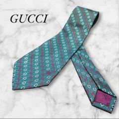 GUCCI グッチ ネクタイ チェーン柄 グリーン シルク - メルカリ