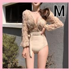 レース ワンピース 水着 エレガント 大人可愛い アイボリー M