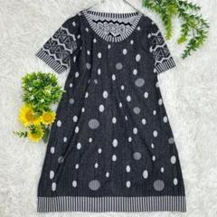 【美品】ヒロココシノ　ドット柄　チュニックワンピース　前後柄違い　9のサムネイル