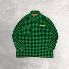テンダーロイン 長袖 ネルシャツ 刺繍ロゴ チェック 緑 S キムタク