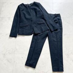 定価5万 タグ付✨️INDIVI マルチネップ パンツスーツ ネイビー 38