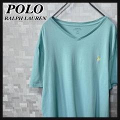 ポロラルフローレン Vネック Tシャツ 半袖 シングルステッチ メンズ L 古着