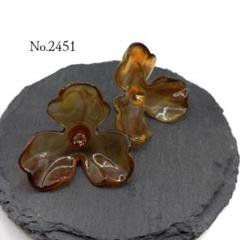 No.2451 フラワーカボションの大ぶりワンポイントピアス