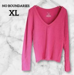 NO BOUNDARIES 【XL】ピンク 長袖Tシャツ カットソー
