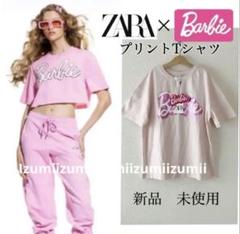 新品　希少　ZARA BARBIEコラボTシャツフォイルプリントTシャツ