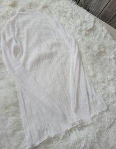 美品　シアートップス ホワイト フリルネック M