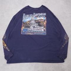 ハーレーダビッドソン ロンT Tシャツ 袖ロゴ ポケット 2XL 紺 14797