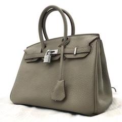 【極美品】ハンドバッグ　カデナ　シボ革　ターンロック　自立　グレージュ