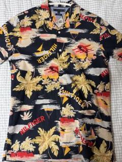 TOMMY HILFIGER アロハシャツ　花柄 黒