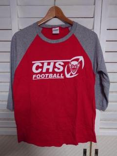 CHS FOOTBALL 赤 グレー ラグランフットボールTシャツ　XL