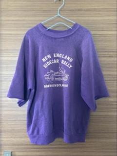 vintage プリント　半袖スウェット　ネイビー　パープル　茄子紺 vintage プリント半袖スウェットネイビーパープル茄子紺