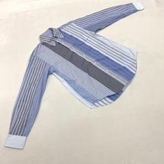 MEN'S BIGI シャツ ストライプ柄 長袖 コットン ブルー Mサイズ