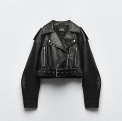 ZARA フェイクレザークロップドライダース レザージャケット M