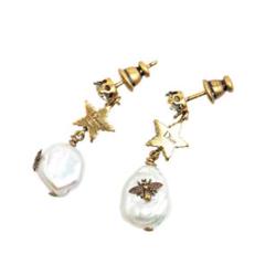 Dior✨️ 星とパールのピアス 留め具なし