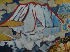 片岡 球子、【梅桜椿寿木花つけし富士】、大判、超希少画集・額装画、状態良好 片岡 球子、【梅桜椿寿木花つけし富士】、大判、超希少画集