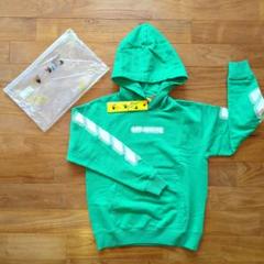 OFF-WHITE キッズ グリーン パーカー 子ども用 オフホワイト綿100%