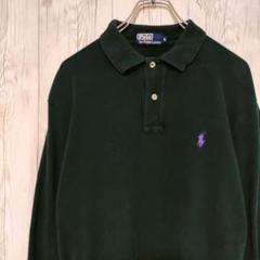 ポロバイラルフローレン ポロシャツ 長袖 刺繍ロゴ 黒 ブラック L 90sのサムネイル