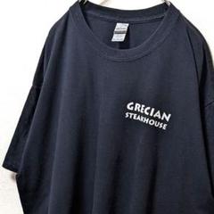 ギルダン GRECIANステーキハウス ロゴ Tシャツブラック黒XL古着