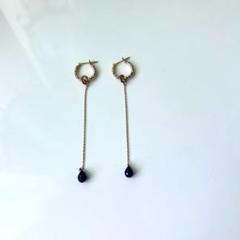 KAORU スパークルフープピアス、ラピスラズリチェーン KAORU スパークルフープピアス、ラピスラズリチェーン