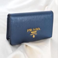 【ぴよ丸】PRADA ネイビー サフィアーノレザー 名刺入れ e9101addcb3992fbb9407b05143c36
