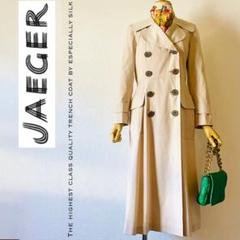 【人気ショップが最安値挑戦！】 極美品✨◇JAEGER◇16万 シルクコットンダブルトレンチコート 英 ジャケット・アウター
