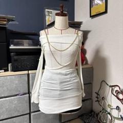 オフショルダーリブニット ホワイト　チェーン付きのサムネイル