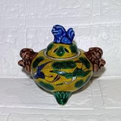 獅子の彫刻陶器壺 色絵獅子鳳凰文獅子鈕有蓋大壺 文化遺産オンライン