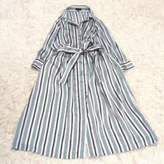 DAKS LONDON　ストライプ柄シャツワンピース　リボンベルト　40サイズ