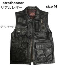 90's Strath Conar 牛革 ブラック　レザーフライトジャケットM. 本牛革】☆STRATH CONAR☆レザージャケット ヴィンテージ 90s