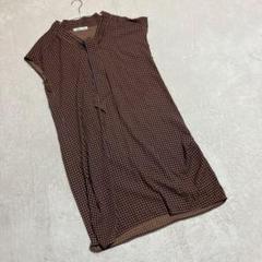 ペルルペッシュ ＊ ブラウス チュニック タイ付き フレンチスリーブ 総柄 38