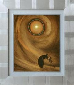 絵画 額付 ( 銀 ) 油絵 F3-072819 犬猫と女の子 絵画 額付 ( 銀 ) 油絵 F3-072819 犬猫と女の子 - メルカリ