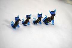 【美品】ベネチアンガラス　猫の置物4体セット