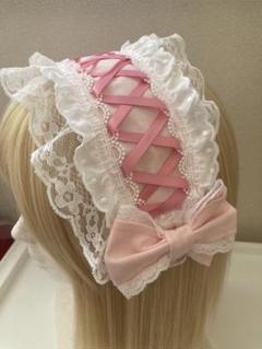 ハンドメイド ヘッドドレス ヘッドドレス ピンク ロリィタ ロリータ 甘ロリ