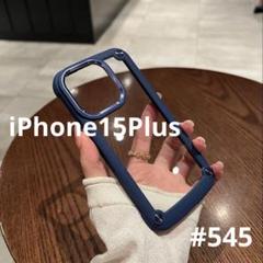 iphone15Plusケースネイビー耐衝撃スマホケース シリコンフレーム