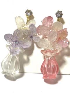 小人の花瓶紫陽花ピアス2 可愛い