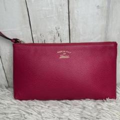 希少　GUCCI スウィング　ポーチ　ピンク　小物入れ　レザー　セカンドバッグ