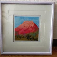 真作 陶板額 赤富士 池田満寿夫 伝統工芸 縁起物 富士山 陶板画